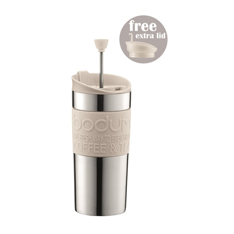 Bodum Travel Coffee Press Set 350ml Stainless Steel / White