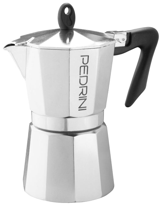 Pedrini Aluminium Polished 6 Cup Coffee Maker  - Black