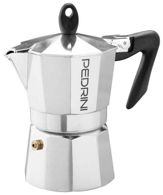 Pedrini Aluminium Polished  3 Cup Coffee Maker - Black